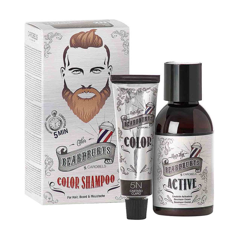 Уцінка! Чоловічий набір для фарбування бороди та вусів Beardburys 5N світло-коричневий (фарба, 30 мл + активатор, 45 мл + рукавички)